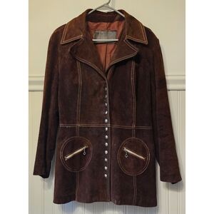 Vintage 60s 70s Brown Suede Jacket - Size L